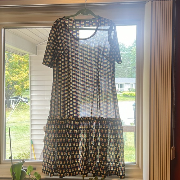 70’s vintage sheer polyester dress polka dot print - Picture 4 of 6